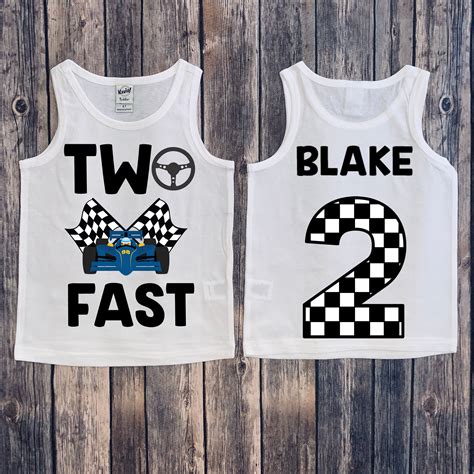 Two Fast Race Car Shirt Racecar Birthday Shirt Birthday Boy Etsy
