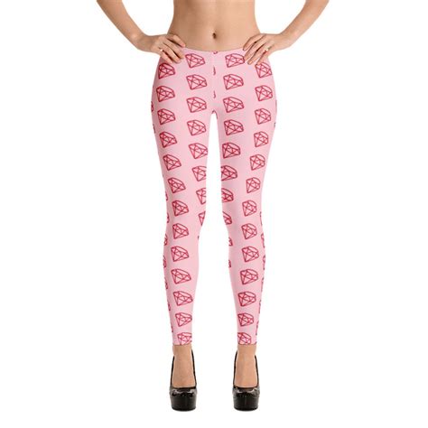 Diamonds Pink Leggings Gymwear Yoga Pants Flexible Fit Diamond Etsy