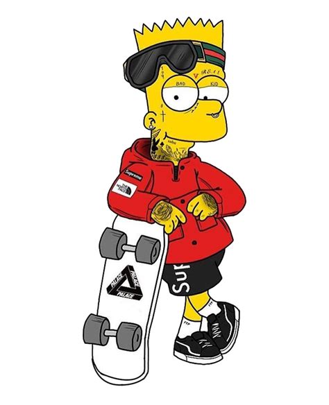 The Simpsons Is Holding A Skateboard And Wearing Sunglasses
