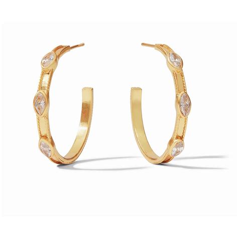 Medium Gold Hoop Earrings With Crystal Accents Jewelry Met Opera Shop