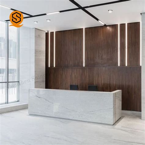 2020 Luxury Design Artificial Stone Marble Look L Shape Reception Desk