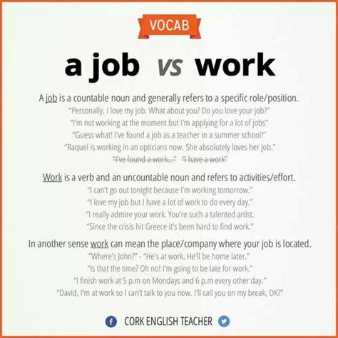 Usos De Job Y Work Aprendo Inglés