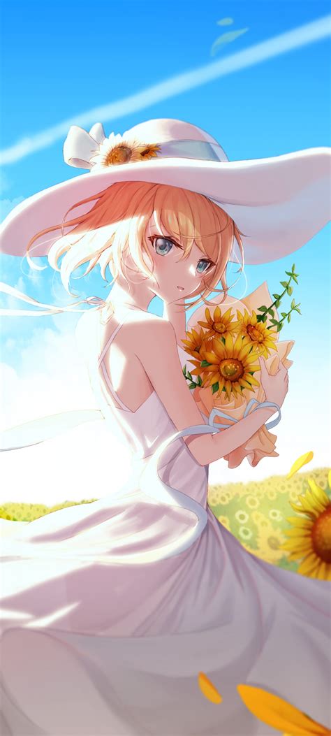Anime Girl Wallpaper 4k Sunflowers Sunny Day 5k Fantasy 2658