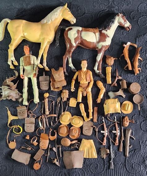 Vintage Johnny West Action Figures Accessories And Horses Lot Louis