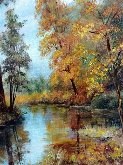 Autumn Forest Autumn Landscape Oil Painting Art Sunny Etsy