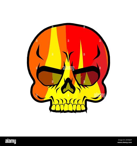 Fire Skull Skeleton Head On Fire Vector Illustration Stock Vector