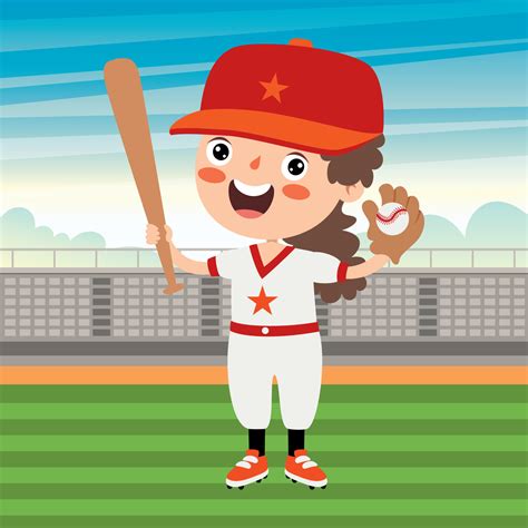Cartoon Illustration Of A Kid Playing Baseball 10721885 Vector Art At