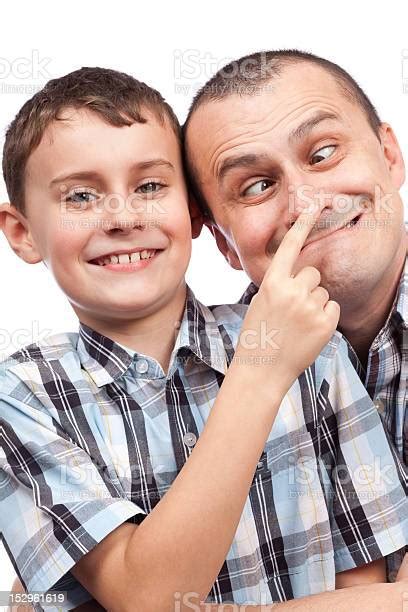 Father And Son Making Funny Faces Stock Photo Download Image Now