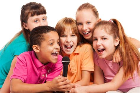 Portrait Of Kids Singing Together Stock Photo Image Of Perform