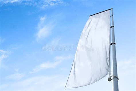 Vertical Hanging White Fabric Banner Flag Stock Photo Image Of Flying