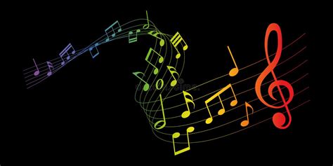 Rainbow Colored Vector Sheet Music Musical Notes Melody On Black