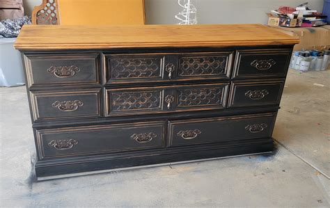 Beautiful Antique Black Refinished Dresser Etsy