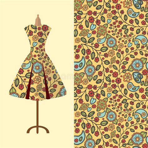 Fabric Pattern Design For A Woman S Dress Perfect For Printing Stock
