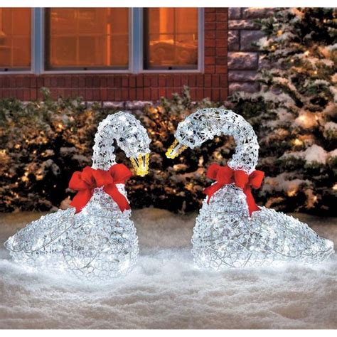 Sleek Christmas Outdoor Crystal Swan Led Lights Yard Art