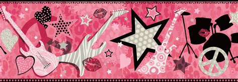 Blondie Pink Rock Star Toss Border Wallpaper Astek
