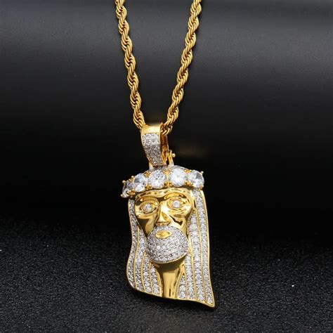 Hip Hop Aaa Cz Zircon Paved Bling Iced Out Jesus Piece Pendants