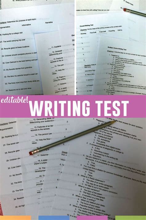Writing Test Bank Editable Writing Test Or Quiz Questions Writing