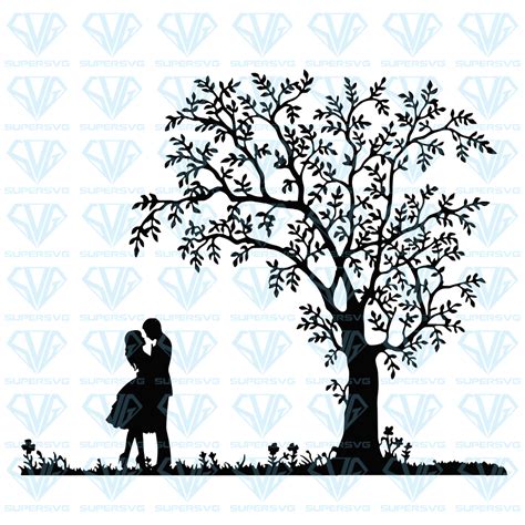 Couple Tree Silhouette Svg Files For Silhouette Files For Cricut Svg Dxf Eps Png Instant