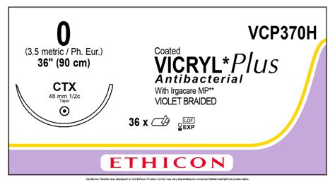 Vcp370h Coated Vicryl Plus Antibacterial Polyglactin 910 Suture