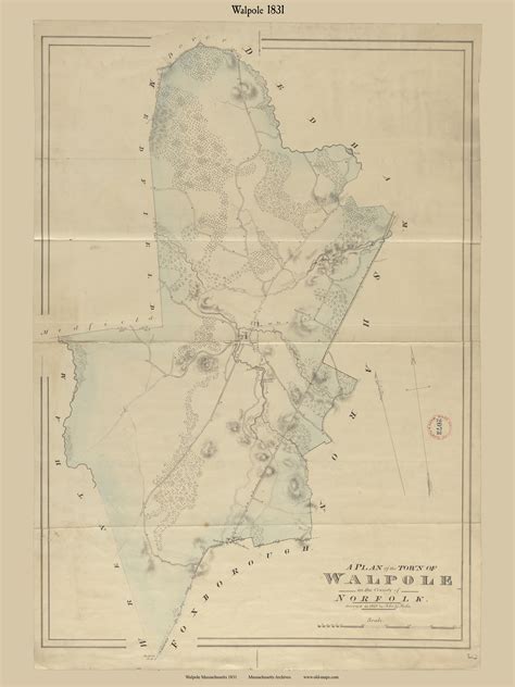 Walpole Massachusetts 1831 Old Town Map Reprint Roads House