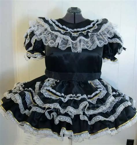 french maid sissy sexy girl lockable black satin dress cosplay costume tailored 74 99 picclick