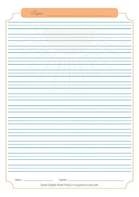 blank handwriting worksheet  lined  cursive writing practice suryascursivecom