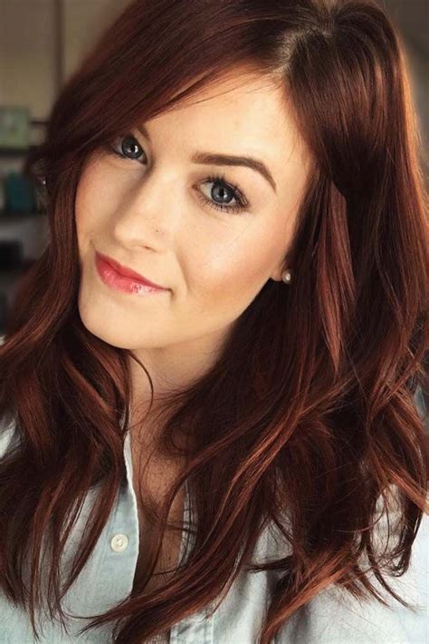 Auburn Streaks With Dark Roots Redhair Brunette Hair Color And Cut
