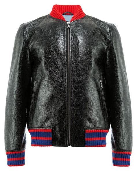 Lyst Gucci Gg Web Patent Bomber Jacket In Black For Men