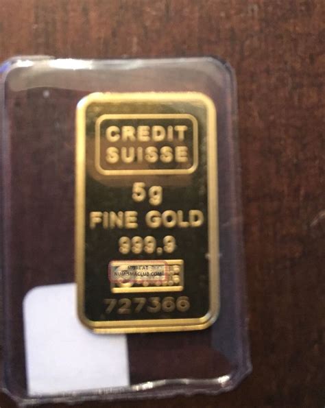 5 Gram Credit Suisse 24k Gold Bar 9999 Liberty