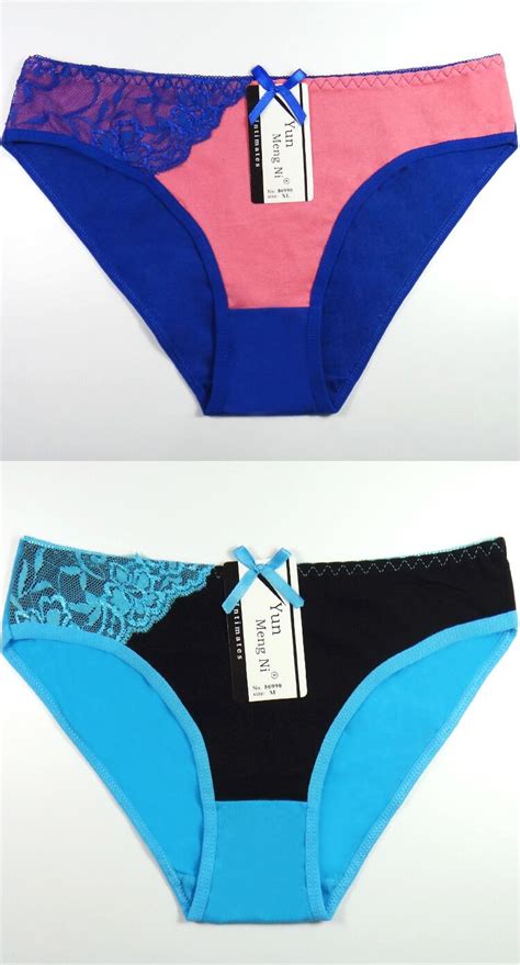 2021 Moq Yun Meng Ni Sexy Underwear Stripe Lace Gilrs Briefs Cotton Panties Stock Wholesale