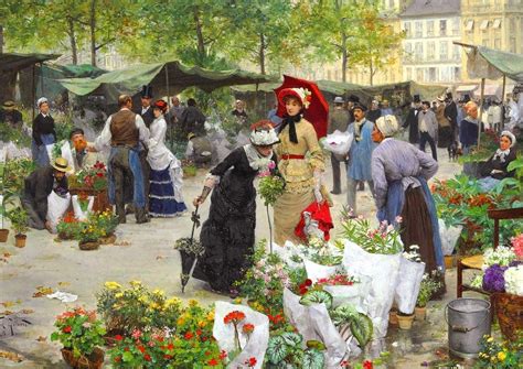 Free 1880s Paintings Of Paris Flower Markets By Victor Gabriel