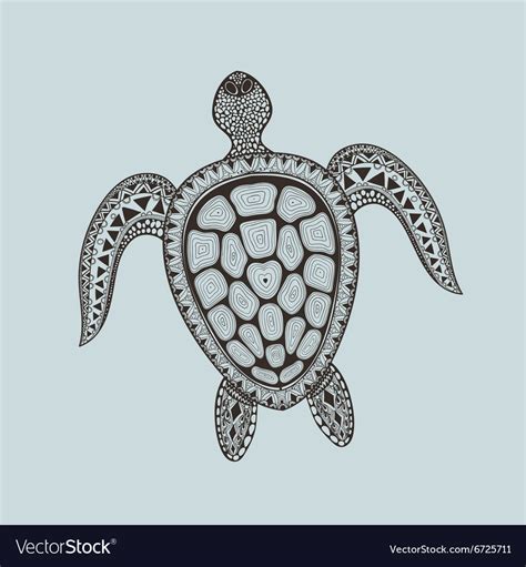 Zentangle Stylized Turtle Hand Drawn Aquatic Vector Image