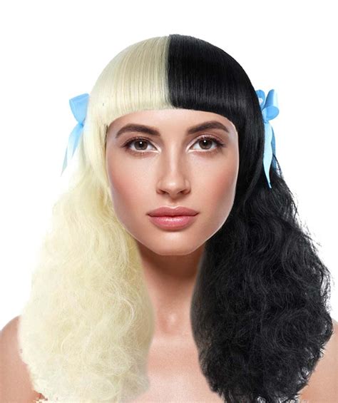 Melanie Mrs Potato Head Wig W Blue Ribbons Black And Blonde Wig