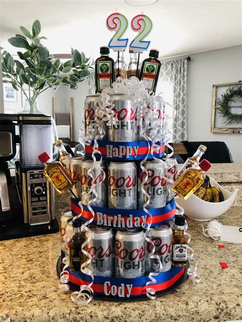Beer “cake” Design With Coors Light 21st Birthday Beer Cake 21st