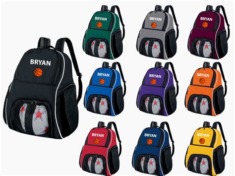 personalized basketball backpack with name and embroidered basketball customized sports bag