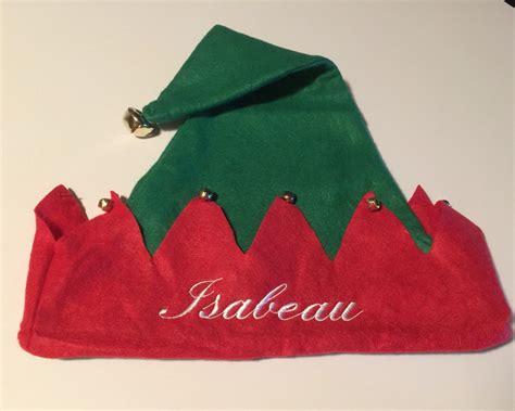 Personalized Embroidered Felt Elf Hat With Jingle Bells Etsy