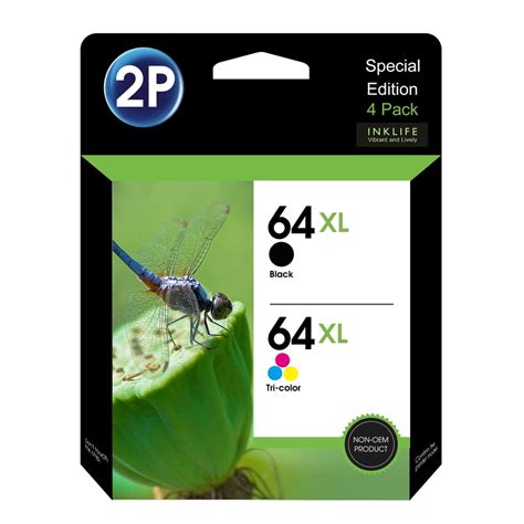 64 Xl Ink Cartridges Blacktri Color Replacement For Hp Ink 64xl Used