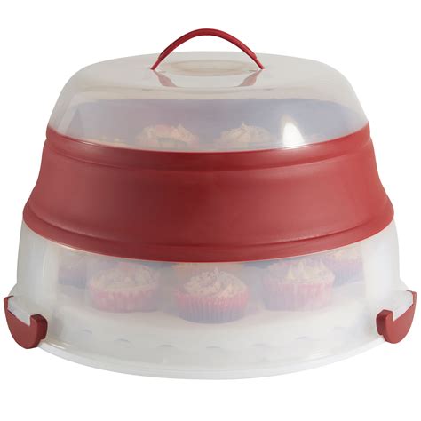 Vonshef Portable Cupcake Cake Box Round Tub Carrier Storage Container