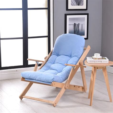 Soft And Comfortable Lazy Chair Wooden Foldable Reclining Chair Folding