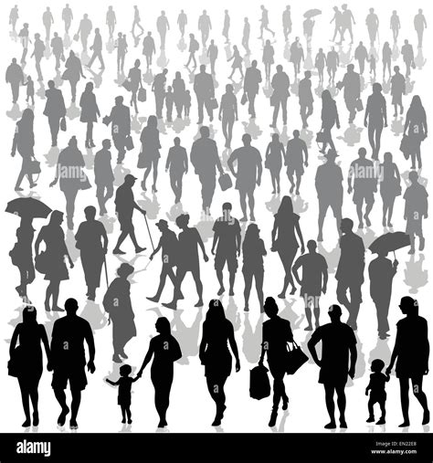 Crowd Of People Isolated On Background Vector Illustration Stock