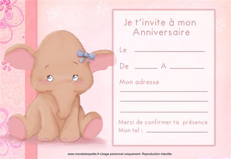 Carte Invitation A Imprimer Fille