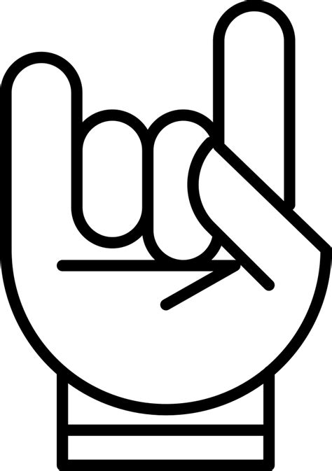 Hand With White Outline Forming A On Rockstar Hand Sign Png Clipart