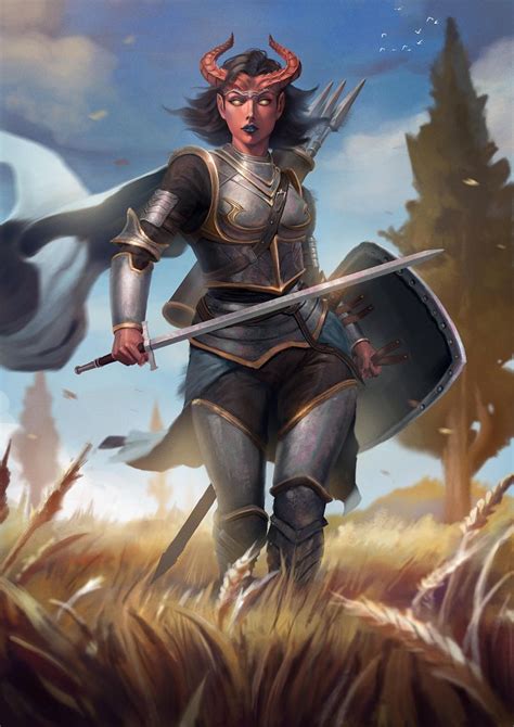 Female Tiefling Fighter In 2021 Concept Art Characters Tiefling