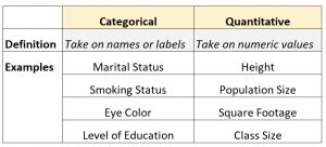 Categorical Vs Quantitative Variables Definition Examples