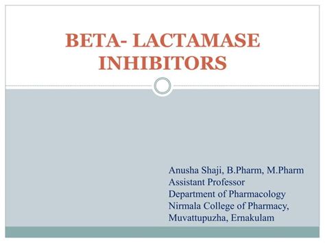 Beta Lactamase Inhibitors Ppt