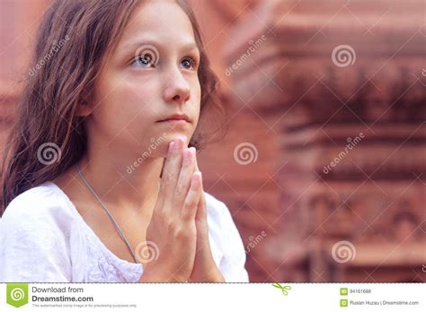 Praying Little Girl Stock Photo Image Of Emotion
