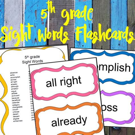 Fifth Grade Sight Words Flashcards English And Spanish Payhip