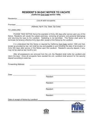 Notice to vacate prior to filing eviction suit. 133 Printable 30 Day Notice To Landlord Forms and ...