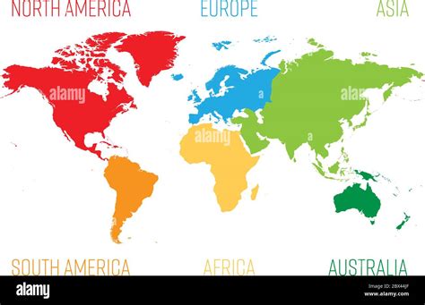 Mapa Mundial Dividido En Seis Continentes Cada Continente En Color Diferente Ilustraci N