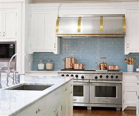 This pink and green kitchen from dabito at old brand new features a soft geometric black and white patterned tile backsplash that creates structure between the vivid color blocking and helps. Glass Tile Backsplash Pictures